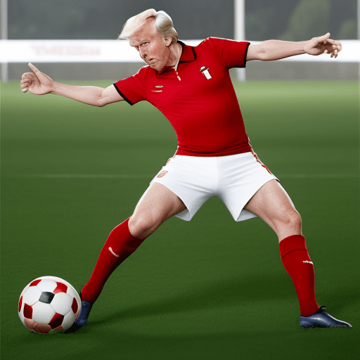 AI generated: Donald J Trump playing soccer on a pitch in Turkey