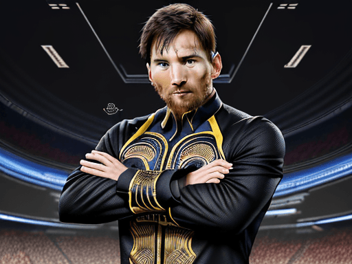 AI generated: 你好，这是必应。我可以帮你翻译以下内容：
“Messi doing the classic Black Panther pose (crossing his arms over his chest) ...