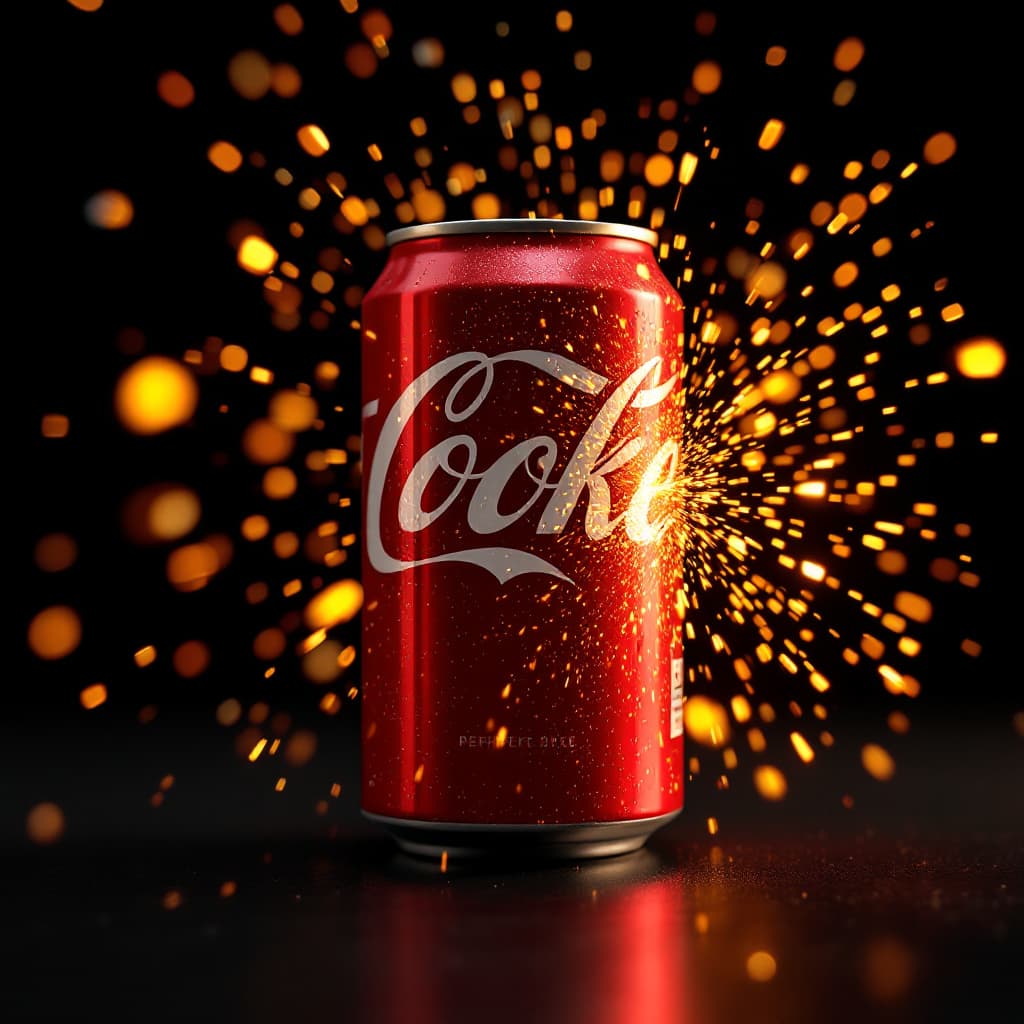 AI generated: t. Hyperrealistic foto. --ar 9:16   OF A COKE CAN WITH A BULLET SHOOTING 
PERFECT TEXT ON THE CAN
TH...