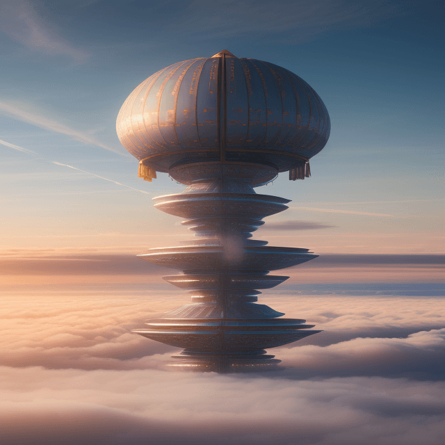 AI generated: Kazakh tradition yurt. image ultra HD  . Cloud City Yurt futuristic parametric buildings towering ab...