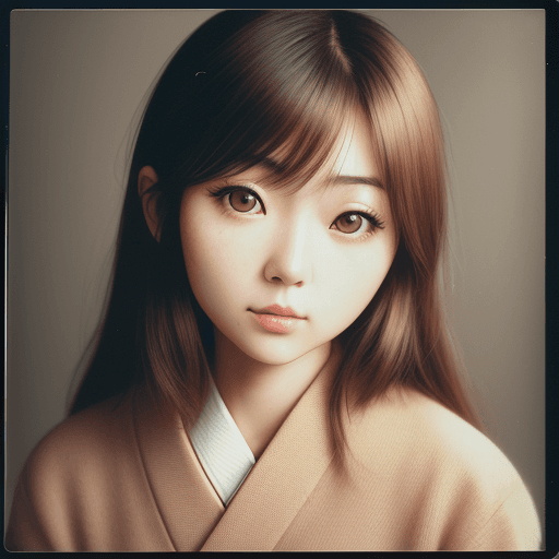 AI generated: Japanese girl, 28 years old, brown hair, high-quality photo portrait, shot on a Polaroid camera, dou...