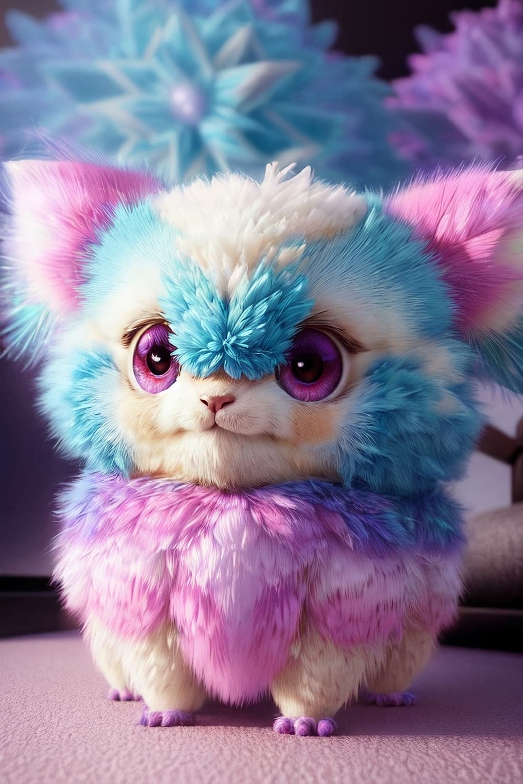 AI generated: high quality 3 d render hyperrealist very cute multipastel dotted fluffy tarantula cat hybrid with d...