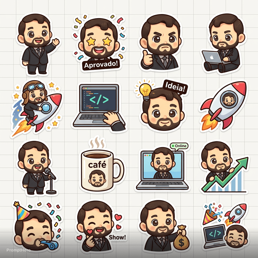 AI generated: Adesivos para startups, Instagram WhatsApp de tecnologia baseados no logotipo referência 1 enviado, ...