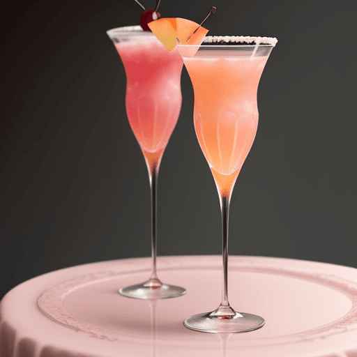 AI generated: Generate an image of a classic Bellini cocktail. The drink should be served in a flute glass with a ...