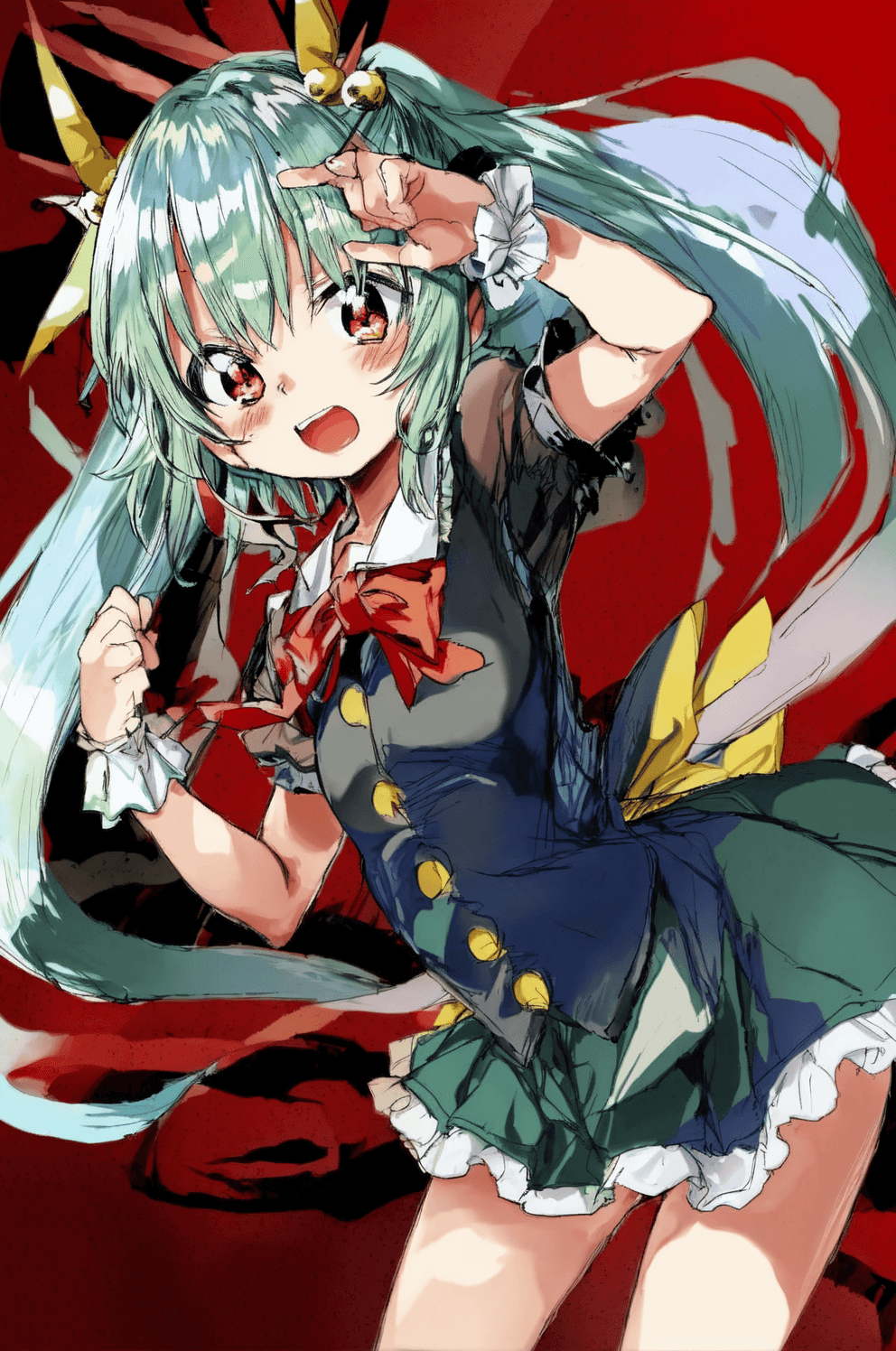 AI generated: Bokusatsu Tenshi Dokuro-Chan,iron bar, closed eyes, <lora:flat2:-0.5>