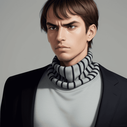 AI generated: Thinking man in a striped turtleneck