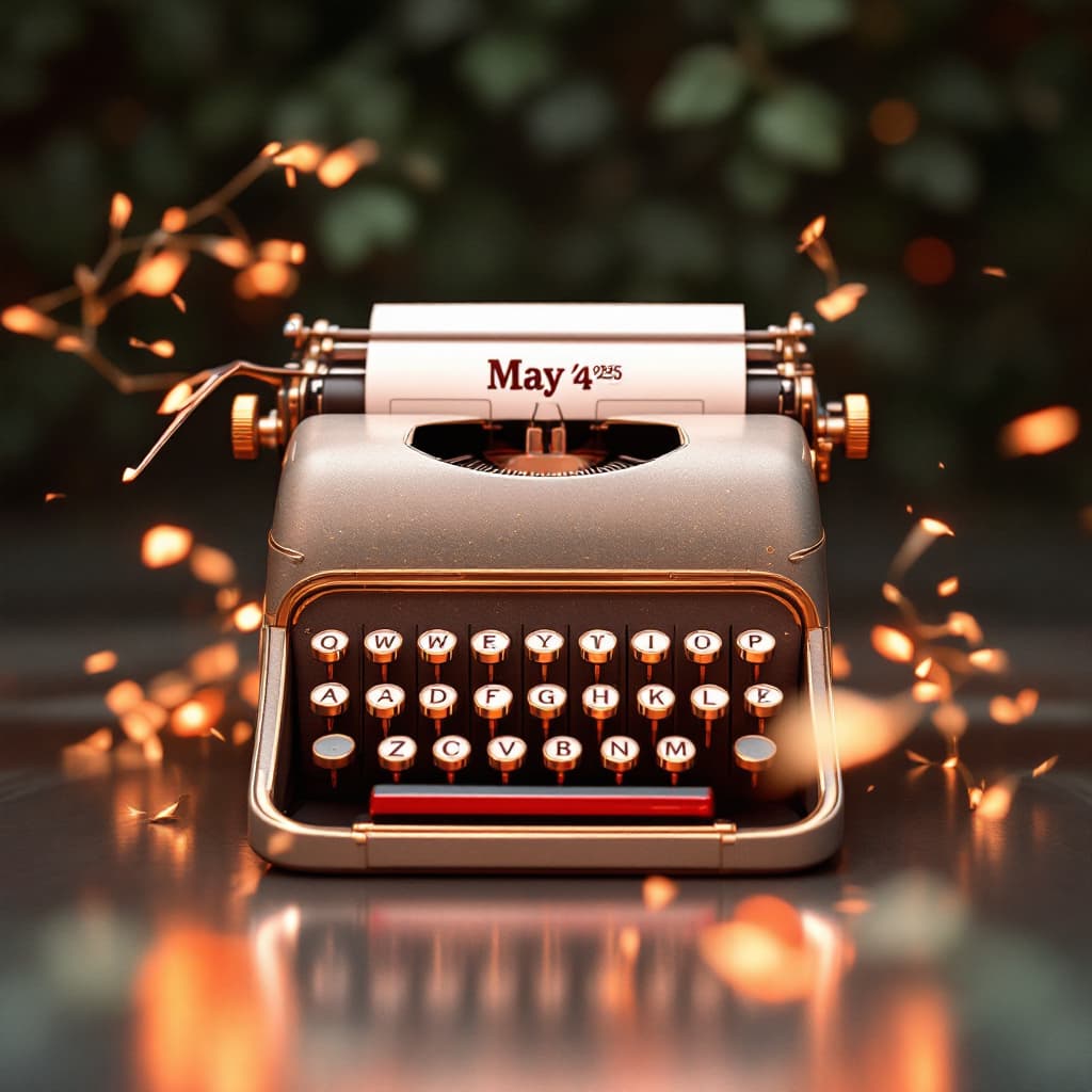 AI generated: 
/imagine prompt: May 4, 2025 calendar , in style of typewriter, retro-futuristic design, inspired b...