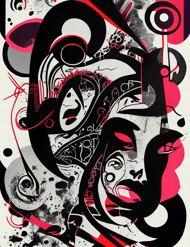 AI generated: Unapologetic, Perfectcore, bizarre, freaky graphic poster, lust, futuristic, strong graphic, line, B...