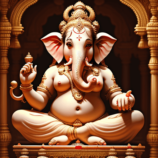 AI generated: lord ganesh in giant hindi temple, baroque art , 8k
