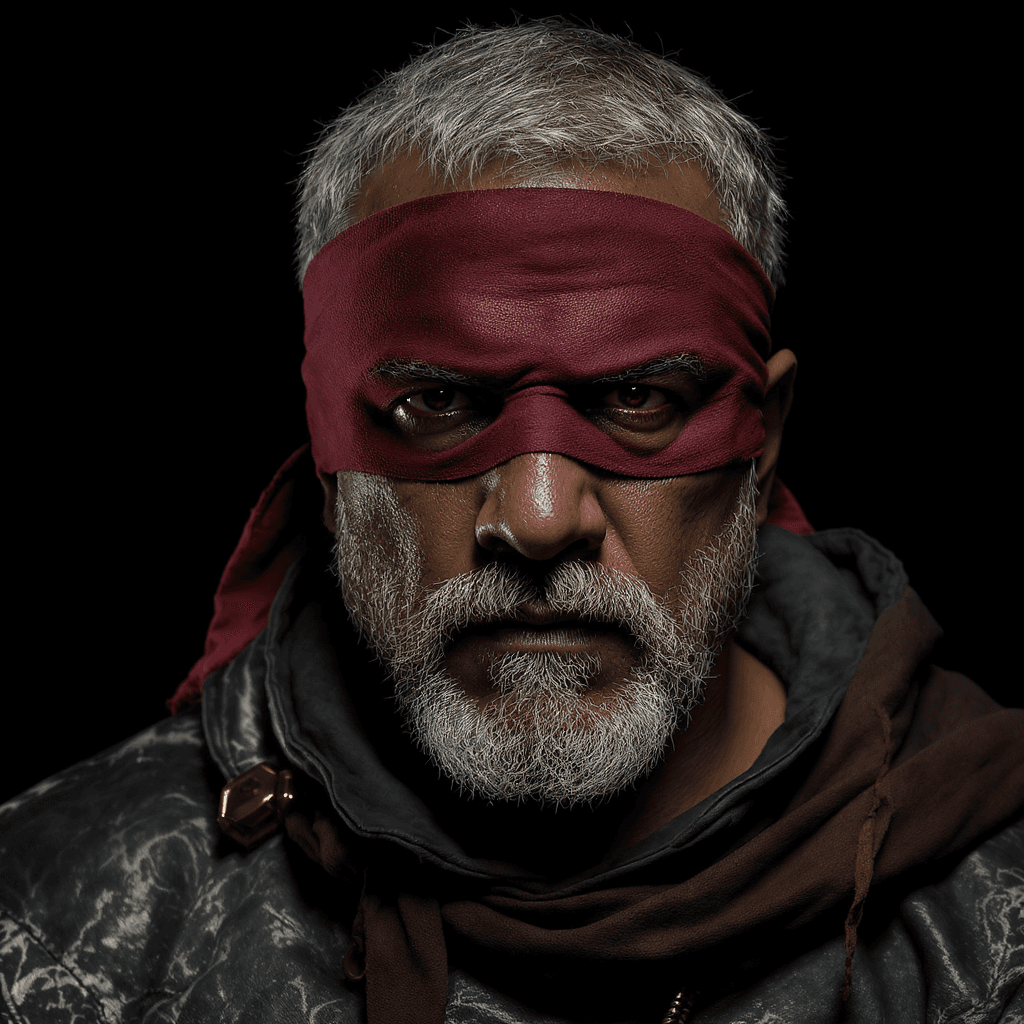 AI generated: Close-up portrait of a mature man, likely middle-aged, with a serious expression.  Dark skin tone, w...