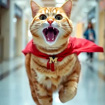 AI generated video: Cat running while screaming 