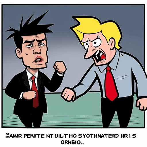 AI generated: a cartoon satirizing the fighting of politicians in the form of idiots