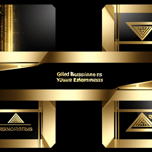 AI generated: presentation design for business in the style of the future, golden elements, black background, seve...
