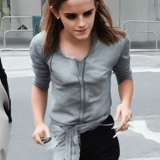 AI generated: Emma watson full body in ripped clothes