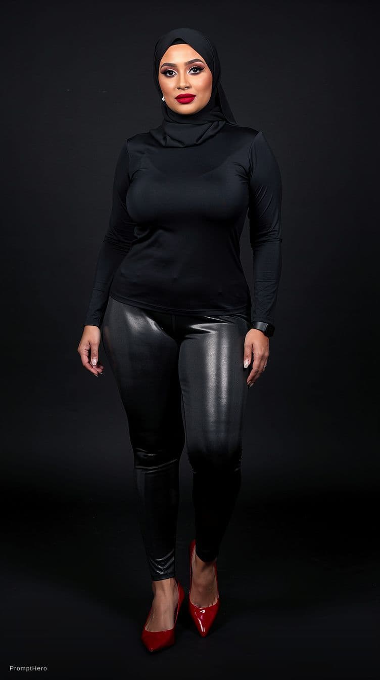 AI generated: 
A mature Celtic woman in her 35s, ((((hot)))))), (covering her hijab completely), in a studio (dark...