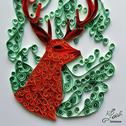 AI generated: paper quilling, paper cut art,paper illustration,deer in forest, one color, very detailed, 8k --upbe...