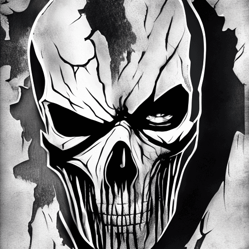 AI generated: Sub Zero from Mortal Kombat, skull face, cold white dull lifeless eyes, very scary character, close-...