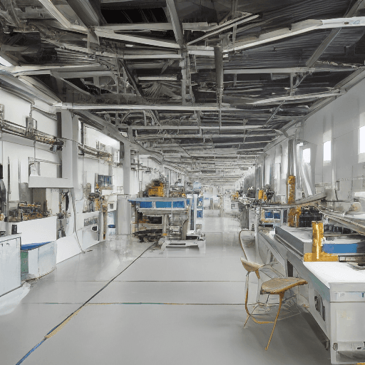 AI generated: High resolution photography interior design, Injection molding machine production workshop factory a...