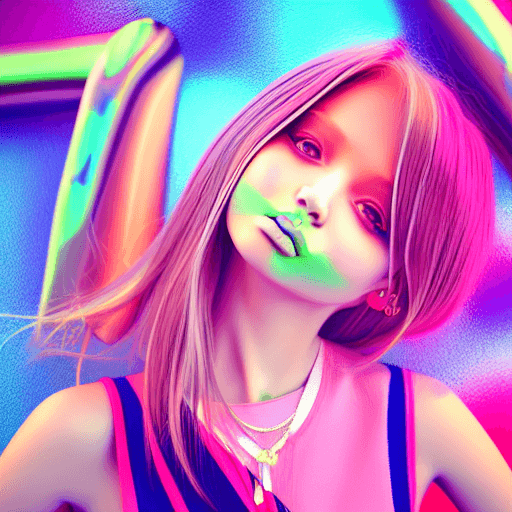 AI generated: Realistic 3d cartoon style rendering, girl, summer trend fashion clothing, candycolor clothes, new p...