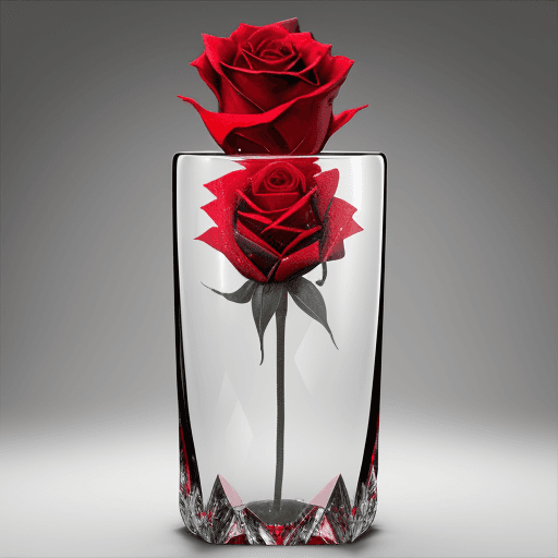 AI generated: Une rose rouge magique dans un vase de crystal