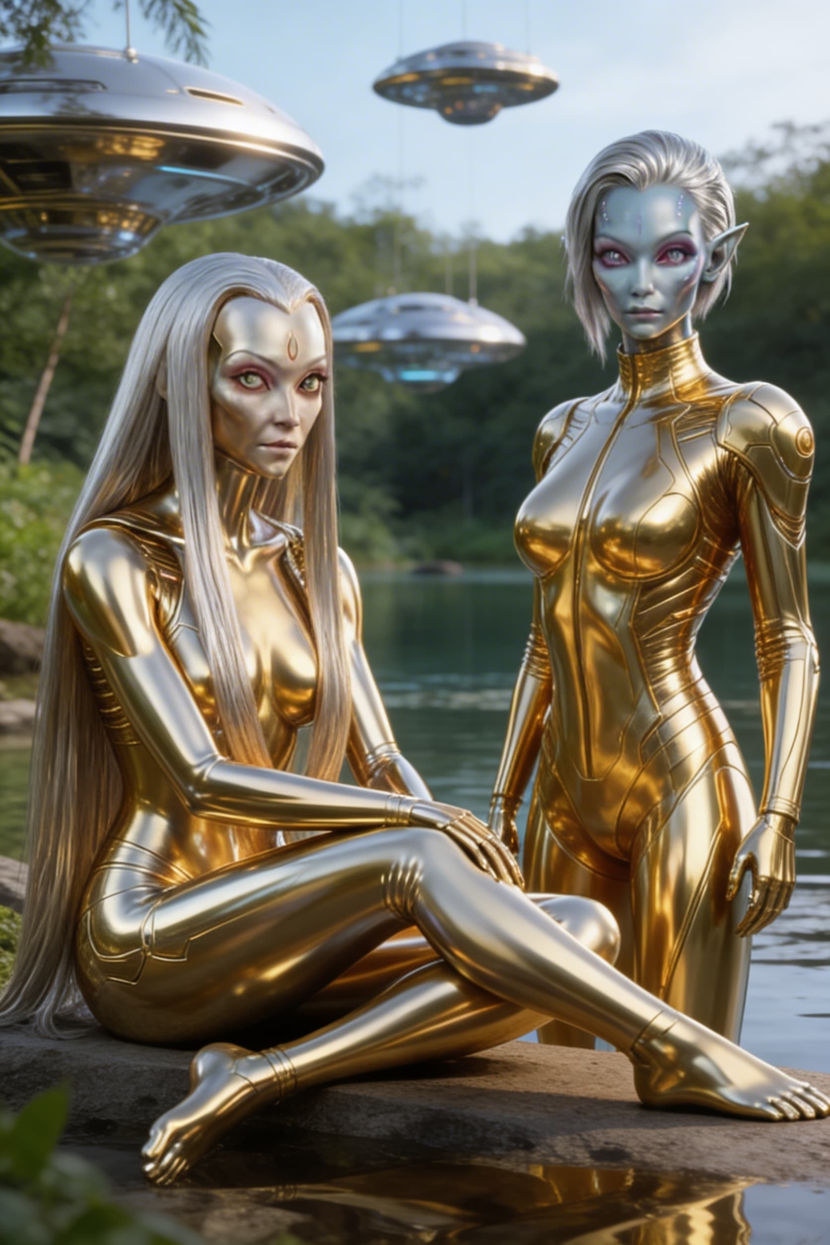 AI generated: Be inspired and create from reference, a golden-silver, solid being, powerful, loving. From flesh to...