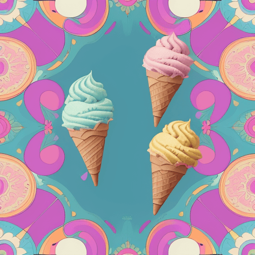 AI generated:  ice cream pattern, vibrant colours, in the style of digital vector art, 4 colours, highly detailed ...