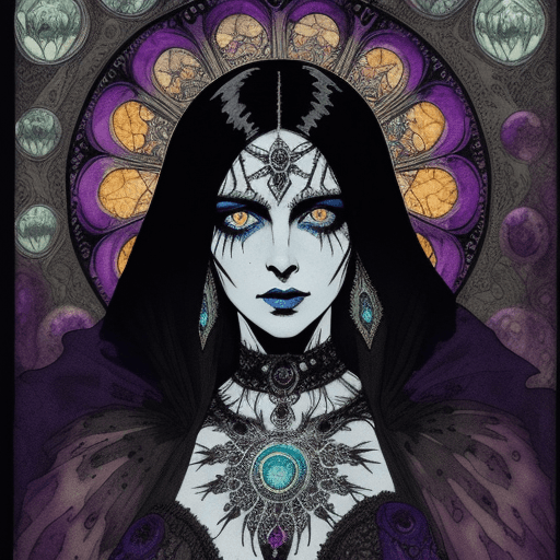 AI generated: Queen Of The Damned, horror, alcohol ink ink, stipple shading, volumetric lighting, gothic colors, s...