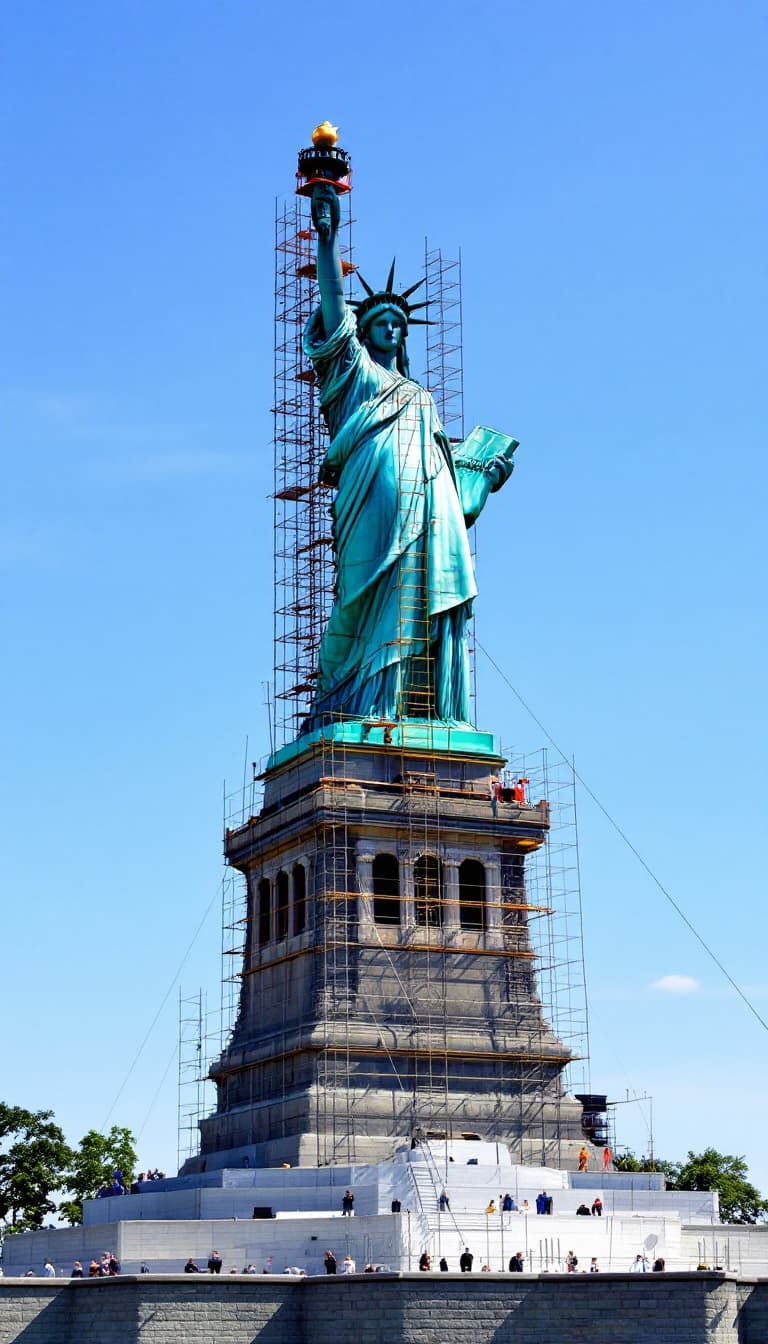 AI generated: Statue of Liberty under maintenance