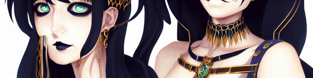 AI generated: character concept art of a goth anime cleopatra | | cute - fine - face, pretty face, realistic shade...