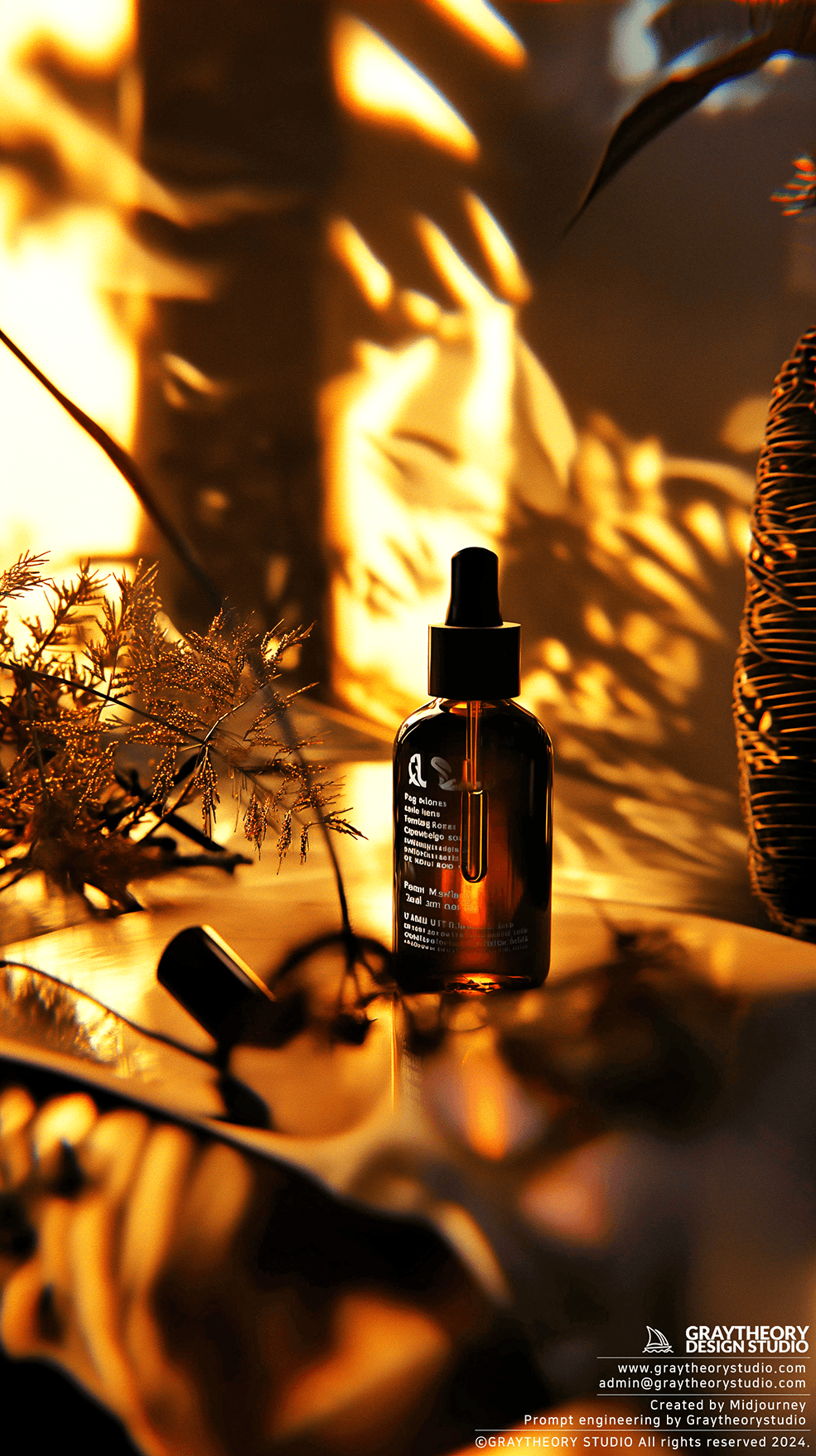 AI generated: Detailed shot, Aesop's Parsley Seed Anti-Oxidant Serum, Nikon Z7 II, emphasizing the serum's elegant...