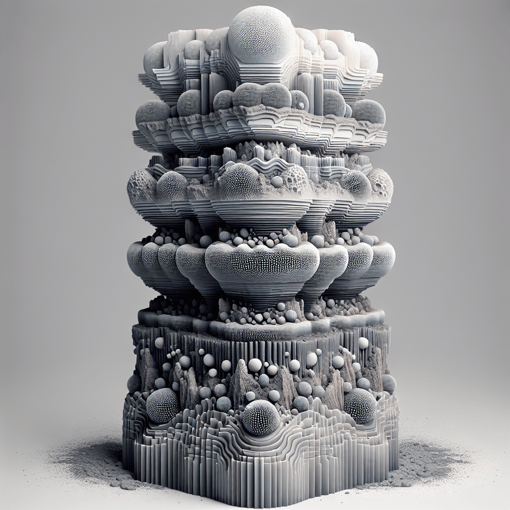 AI generated: Create a tall, photorealistic image of an abstract geological cross-section resembling a tower. The ...