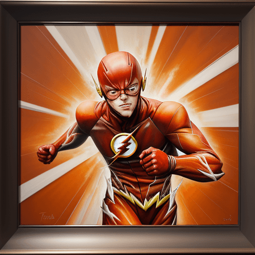 AI generated: the flash, impasto technique, oil painting, contemporary era, primarily monochromatic with accents o...