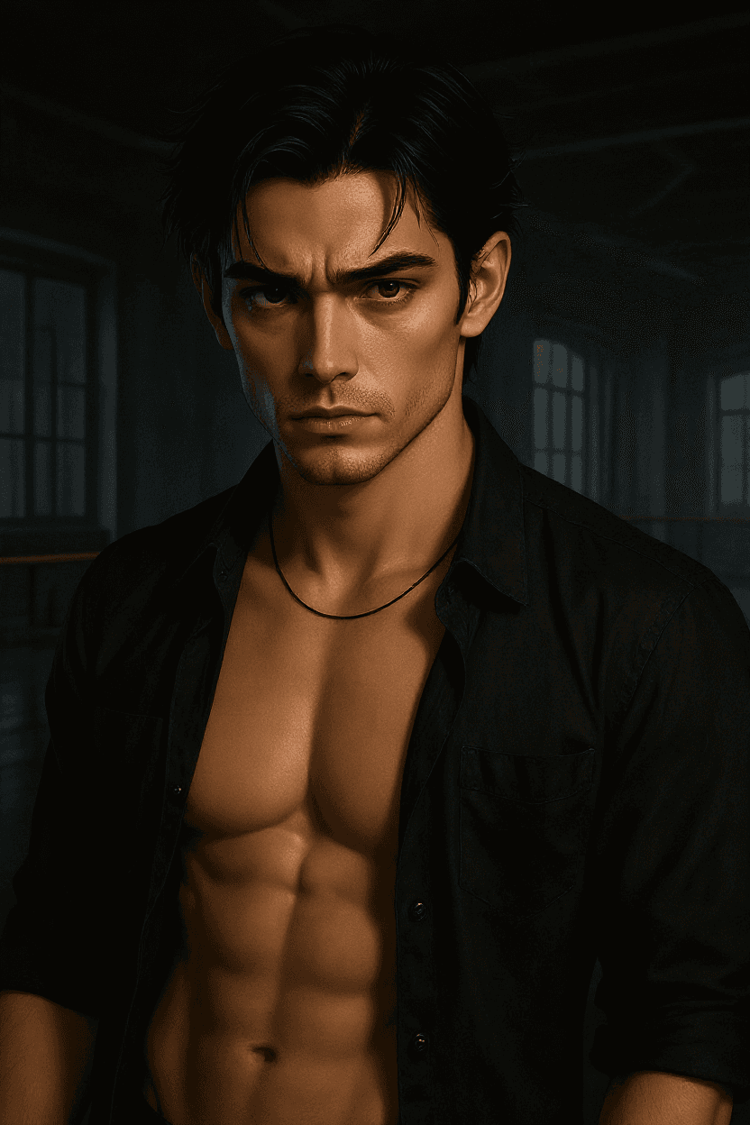 AI generated: A captivating portrait focusing on the character's face, now reimagined with a more serious, intense...