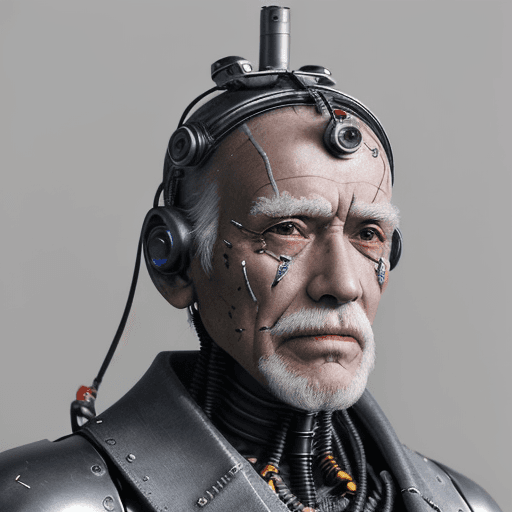 AI generated: The image features a 100 years very old man with a unique appearance, wearing a headpiece that resem...