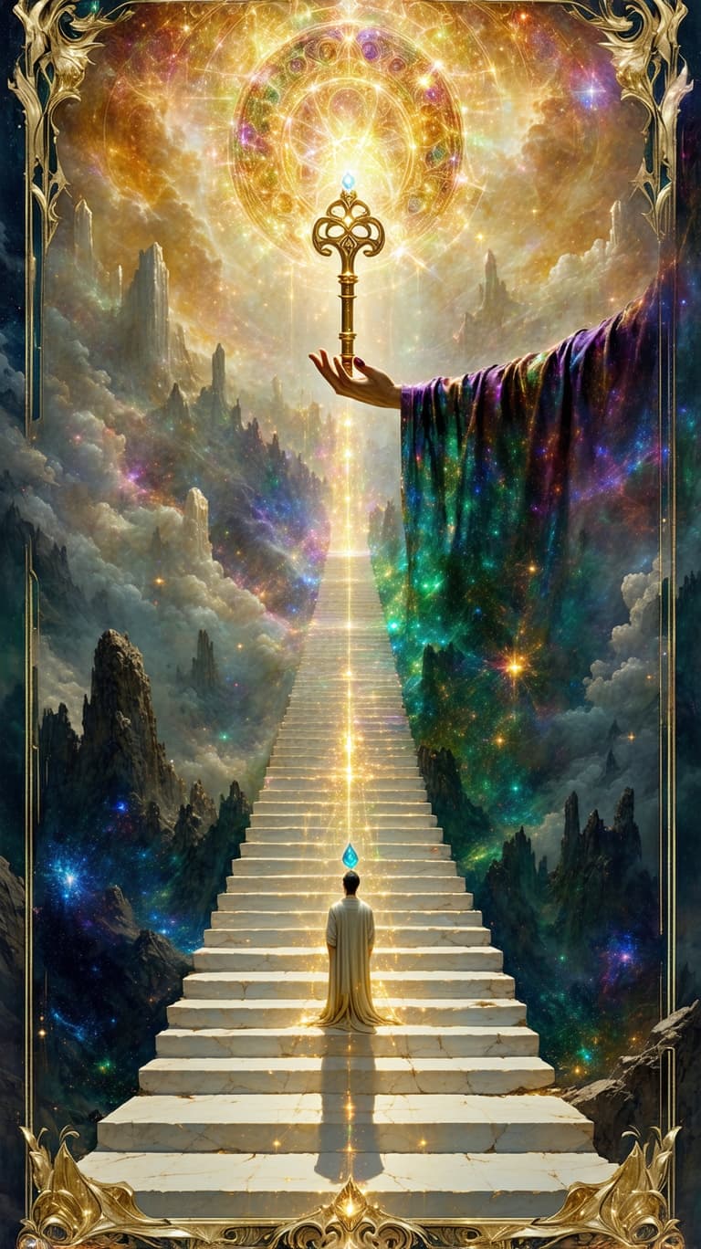 AI generated: Each Major Arcana card will feature hyper-realistic gold, opal quartz, neon hues, silver holographic...