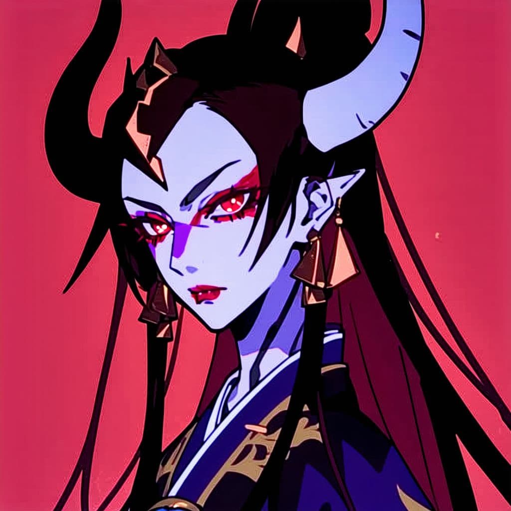 AI generated: shuten douji, broken horn, anime 