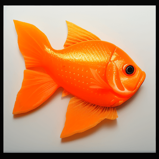 AI generated: a little fish made of a fresh orange that has been cut open, photo-realistic techniques --ar 2:3 --s...