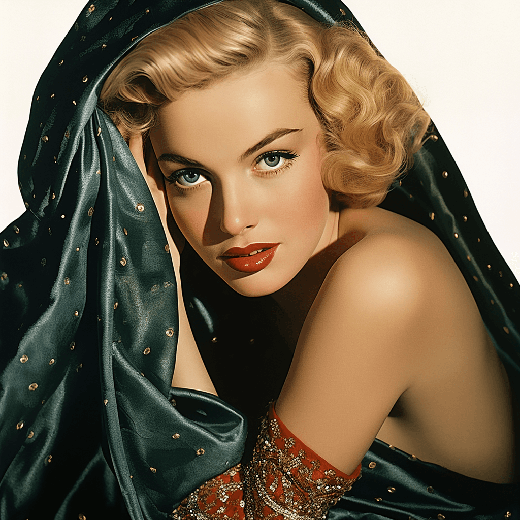 AI generated: Ultra-Wide Angle - Pull the camera very far back from subject, vogue, high fashion, 1944, hollywood,...