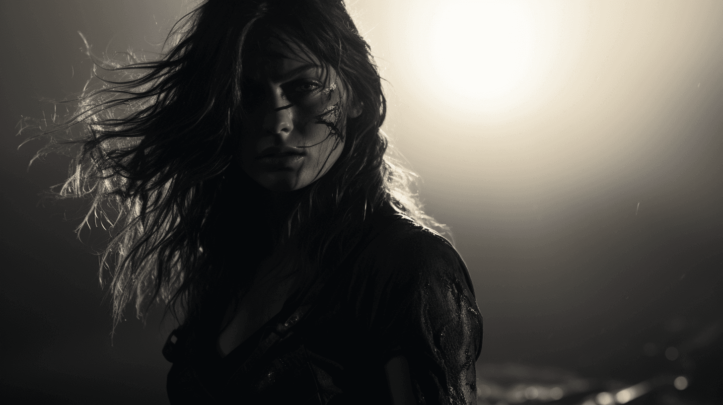 AI generated: phoebe tonkin as apocalyptic survivor, 16-35mm lens, f/1.8, global illumination, natural light, upli...