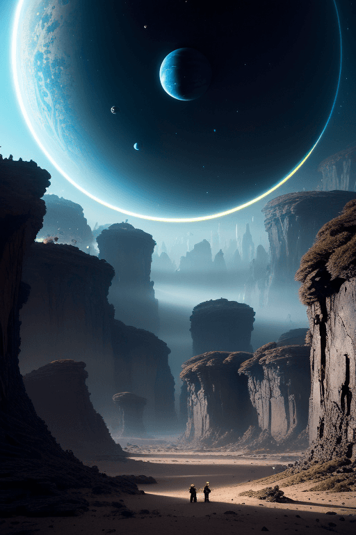 AI generated: Nebula,Asteroids,comet impact, During the season of light gravity, the alien planet's gravity decrea...