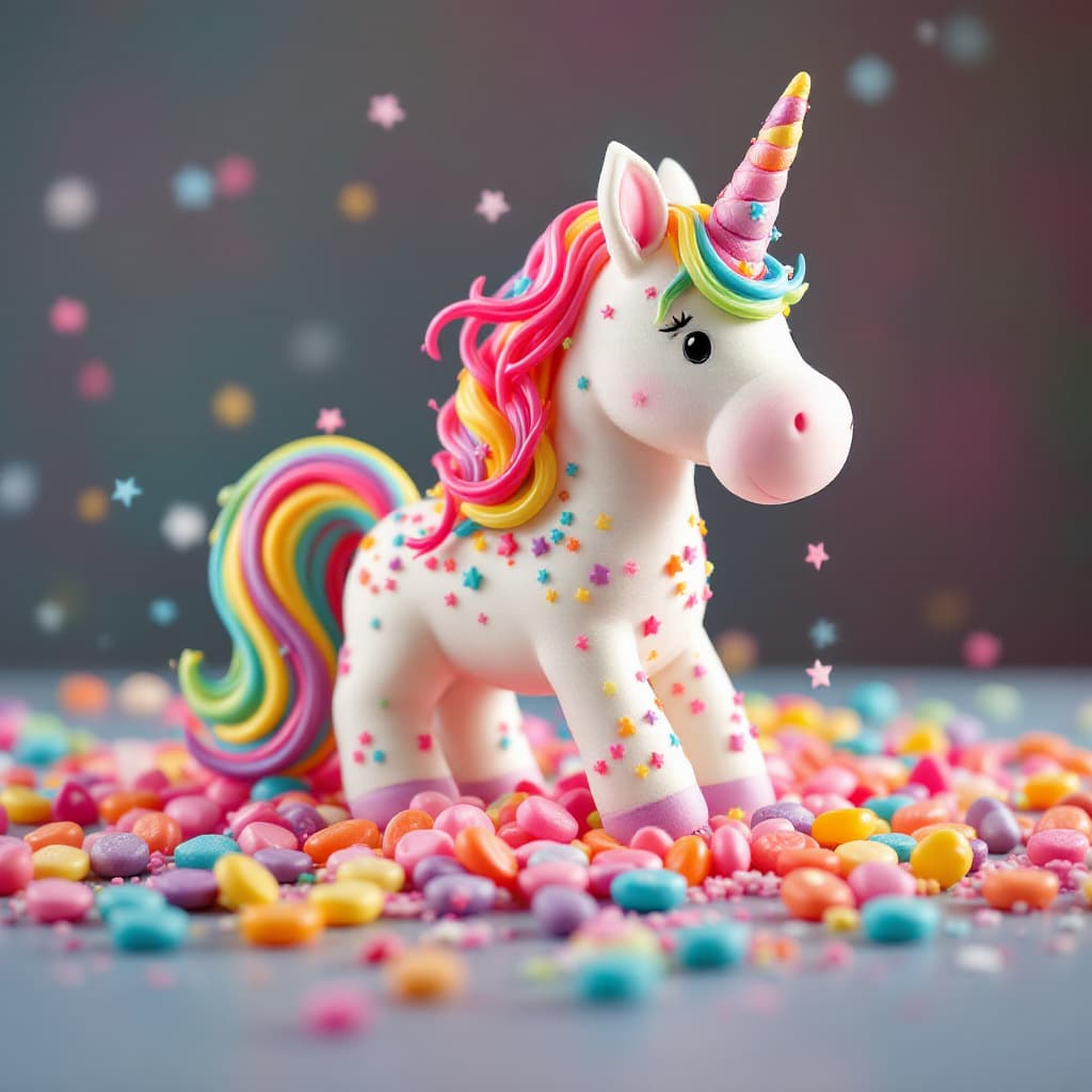 AI generated: Beautiful unicorn made of colorful candies