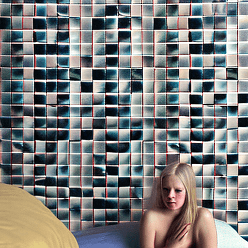AI generated: naked blonde girl sitting on a bed