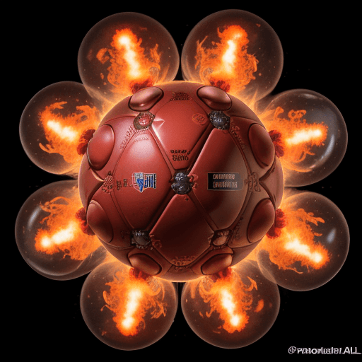 AI generated: american footballist with flaming balls::3 prokaryotic::1 nuclear::1 DSLR::1 vermillion::1 dof --ar ...