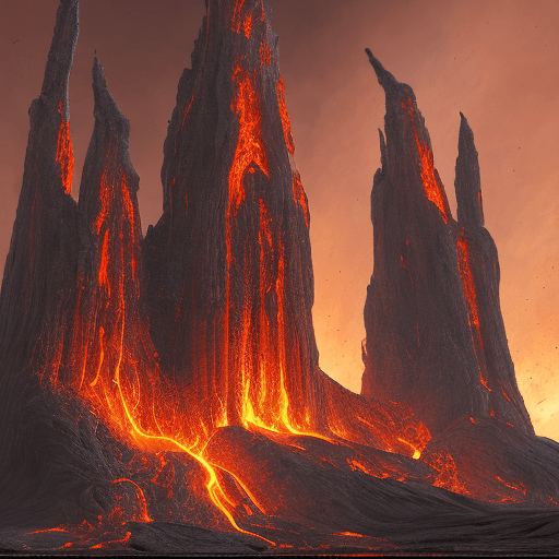 AI generated: the architecture in ancient is twisted and grotesque, with towering spires, jagged rocks, and massiv...