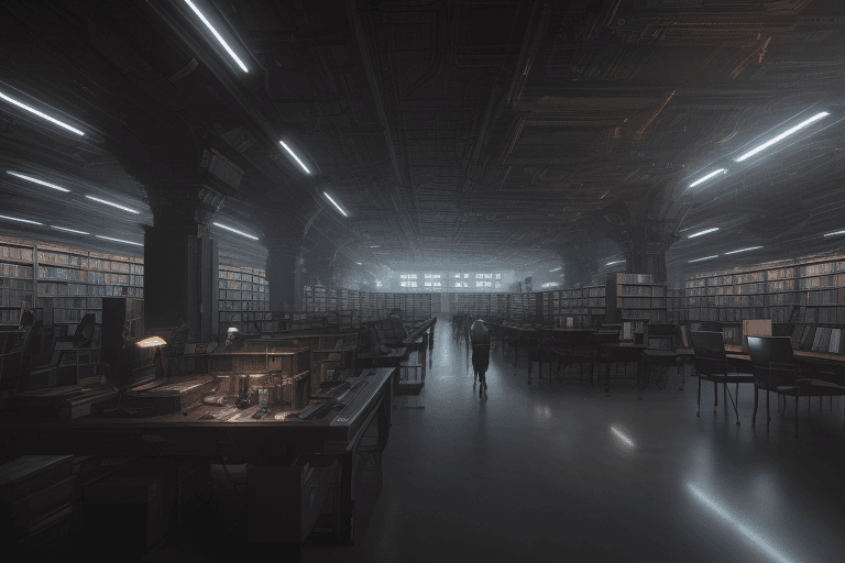 AI generated: High resolution photography, library, ChatGPT, Artificial Intelligence, cyberpunk, 
8k, intricate de...
