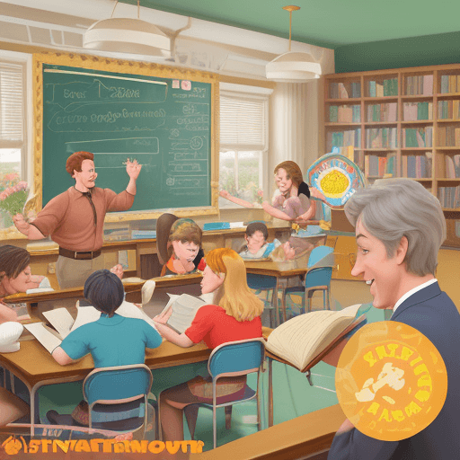 AI generated: Illustrate a heartwarming Disney-style clipart portraying a lively school activity. Envision a scene...