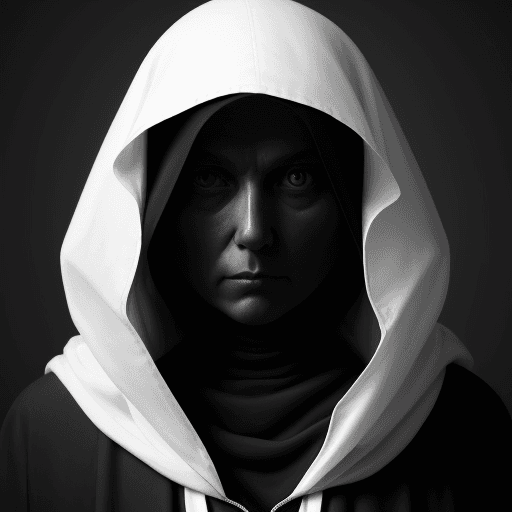 AI generated: mysterious person in black and white, intelligent, middle-aged