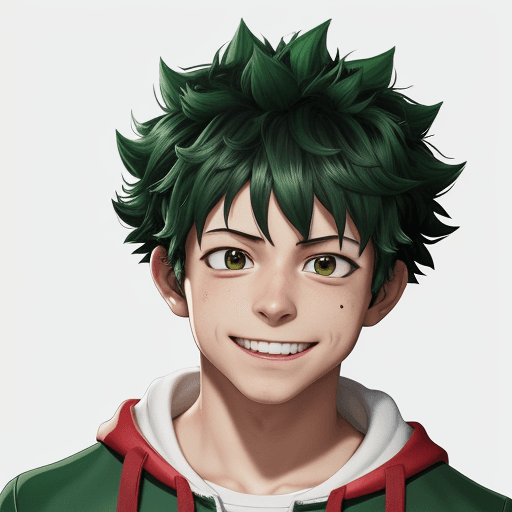 AI generated: Generate a high-definition, photo-realistic image of Izuku Midoriya from the My Hero Academia anime,...