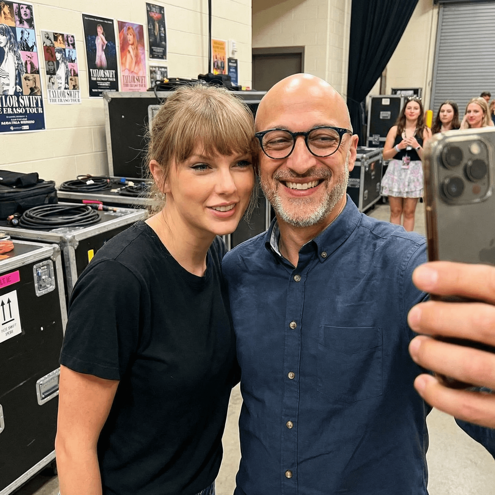 AI generated: with Taylor Swift backstage at a concert, excited fans vibe