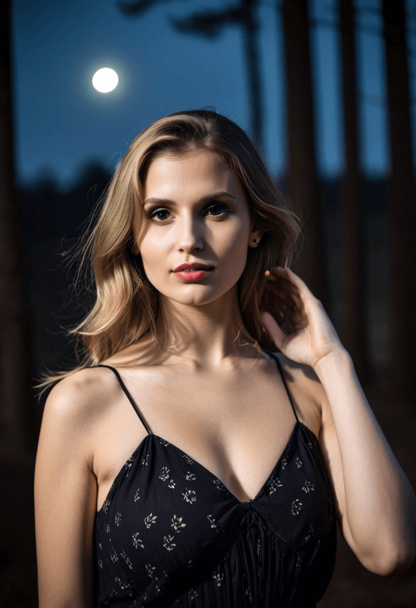 AI generated: analog film photo beautiful woman, (candid, looking away from the viewer, 3/4 shot:1.1), long golden...
